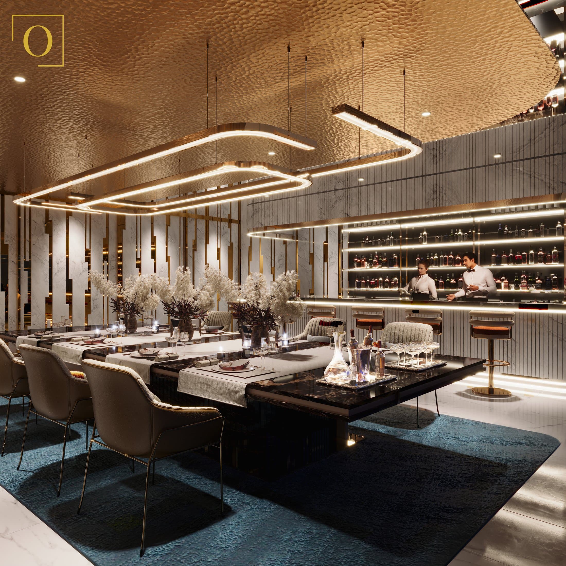 Grand Solaire Noble dining and party lounge at night
