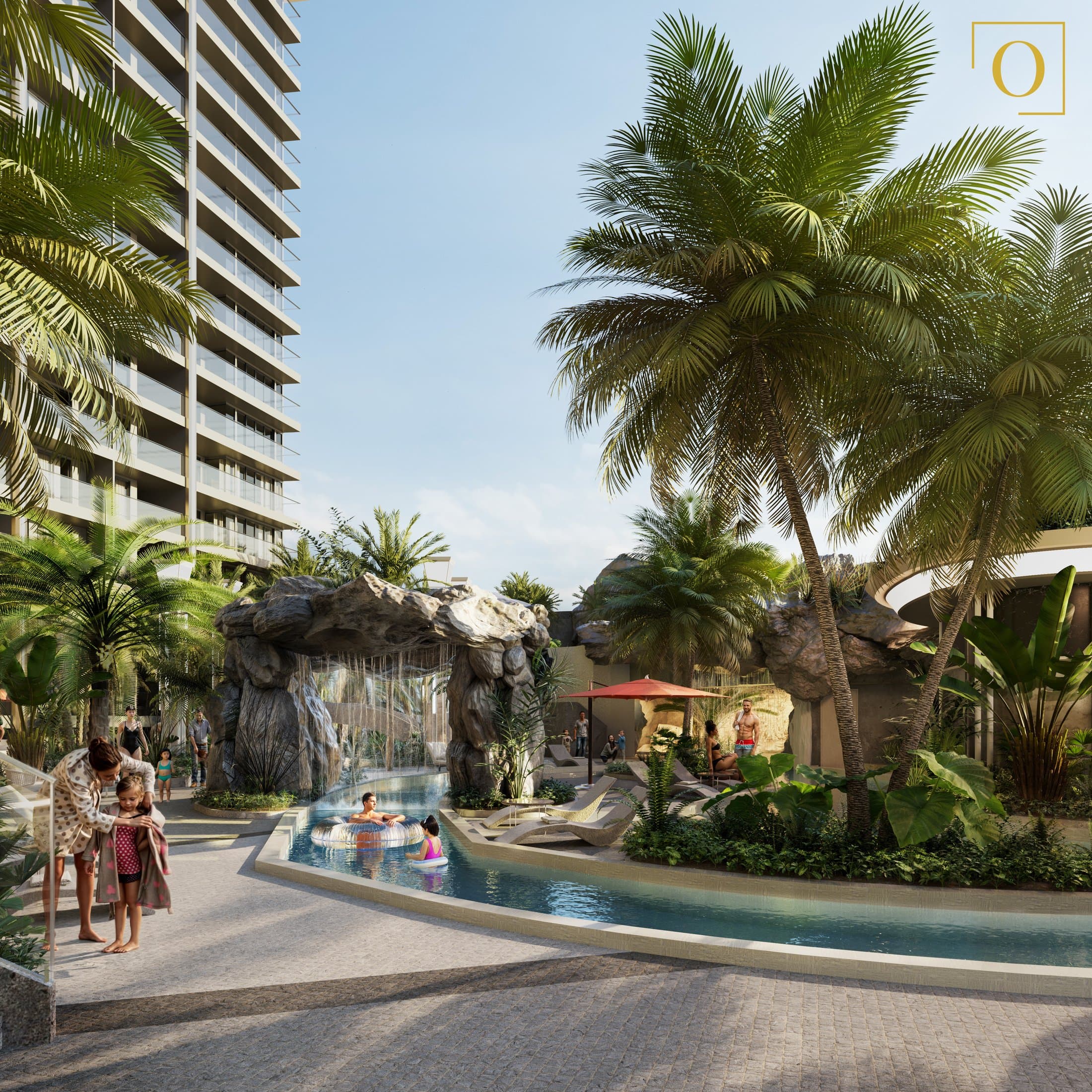 Grand Solaire Noble garden pool with waterslides