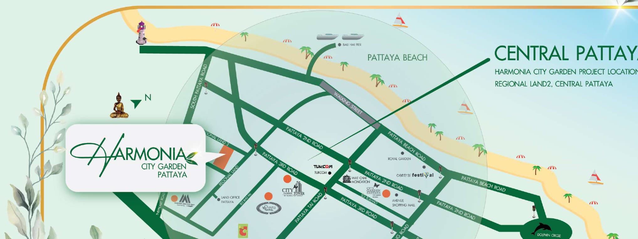 Harmonia City Garden location map, Central Pattaya
