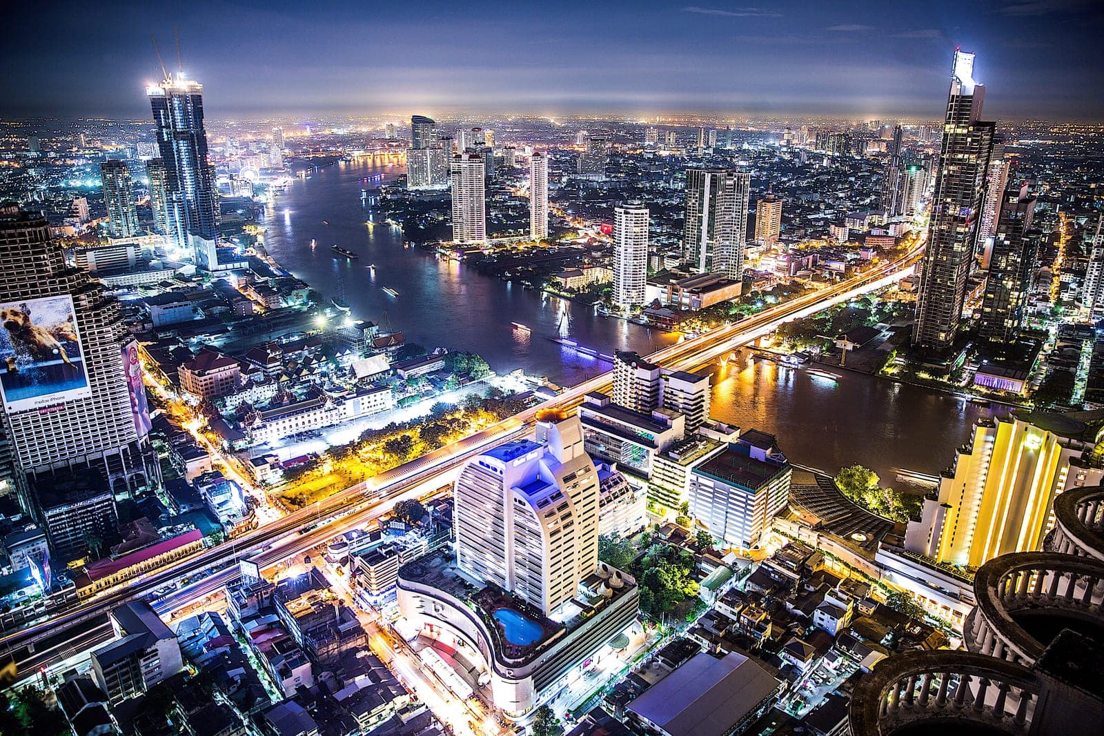 Bangkok skyline at night, Thailand